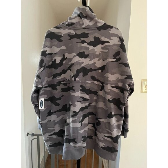 NWT Old Navy Gray Camo Half-Zip Pullover Hoodie Soft Cozy Fleece Unisex Casual W - Picture 3 of 6